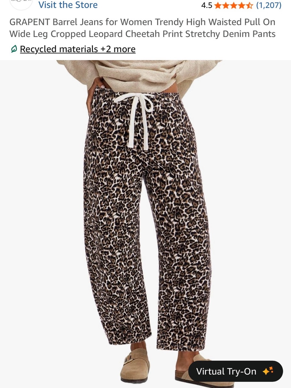 Women’s Cheetah Barrel Jeans High Waisted